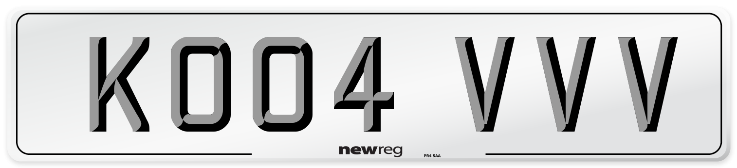 KO04 VVV Number Plate from New Reg